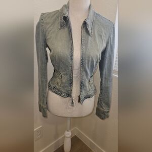 D&G Denim Biker / Moto Jacket In Light Blue